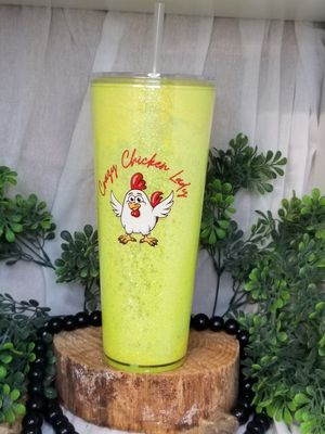 24 oz Double-Walled Cold Cup – Glittered Like a Bright Yellow Ornament