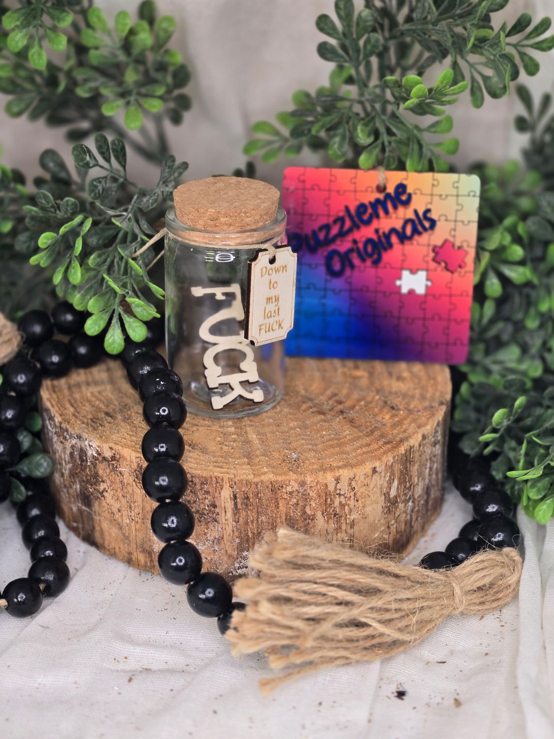 1oz Glass Jar – &quot;Down To My Last F*CK&quot; with Hanging Tag