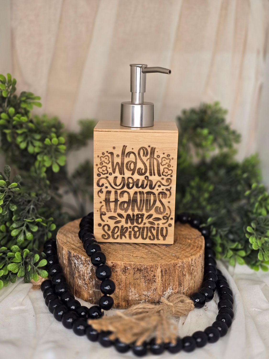 &quot;Just Wash Your Hands, Seriously!!&quot; Engraved Liquid Soap Dispenser