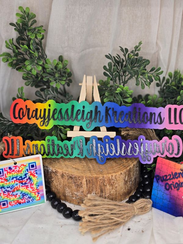 Business Logo Colored Watermark - Laser Cut 2pk + Sublimation QR Tag
