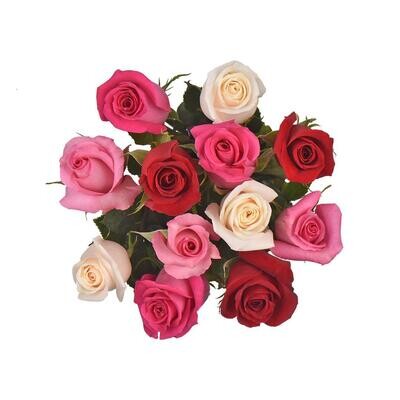 Sweet Mix - Red, White & Pink Roses