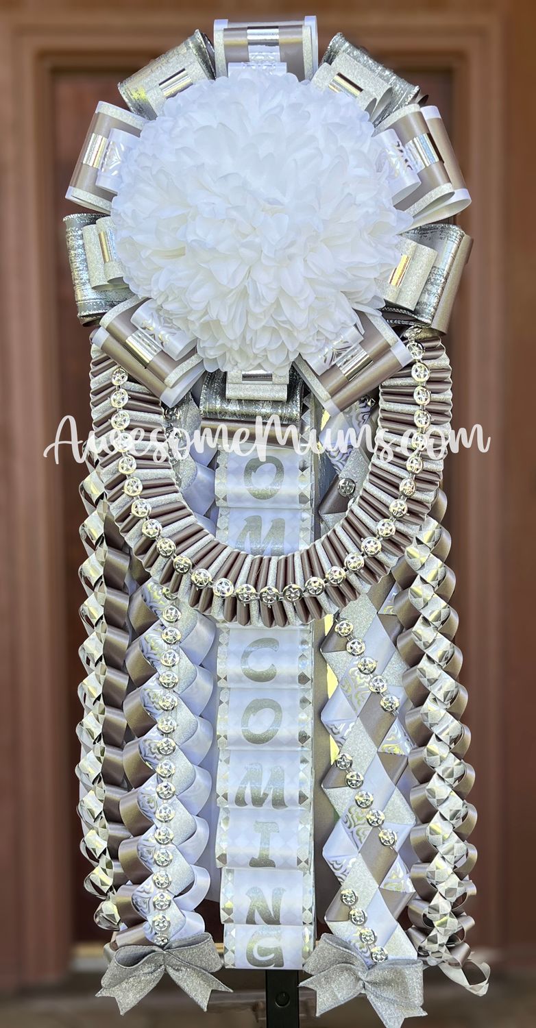 Senior Deluxe Single Garter in White/Pewter/Silver