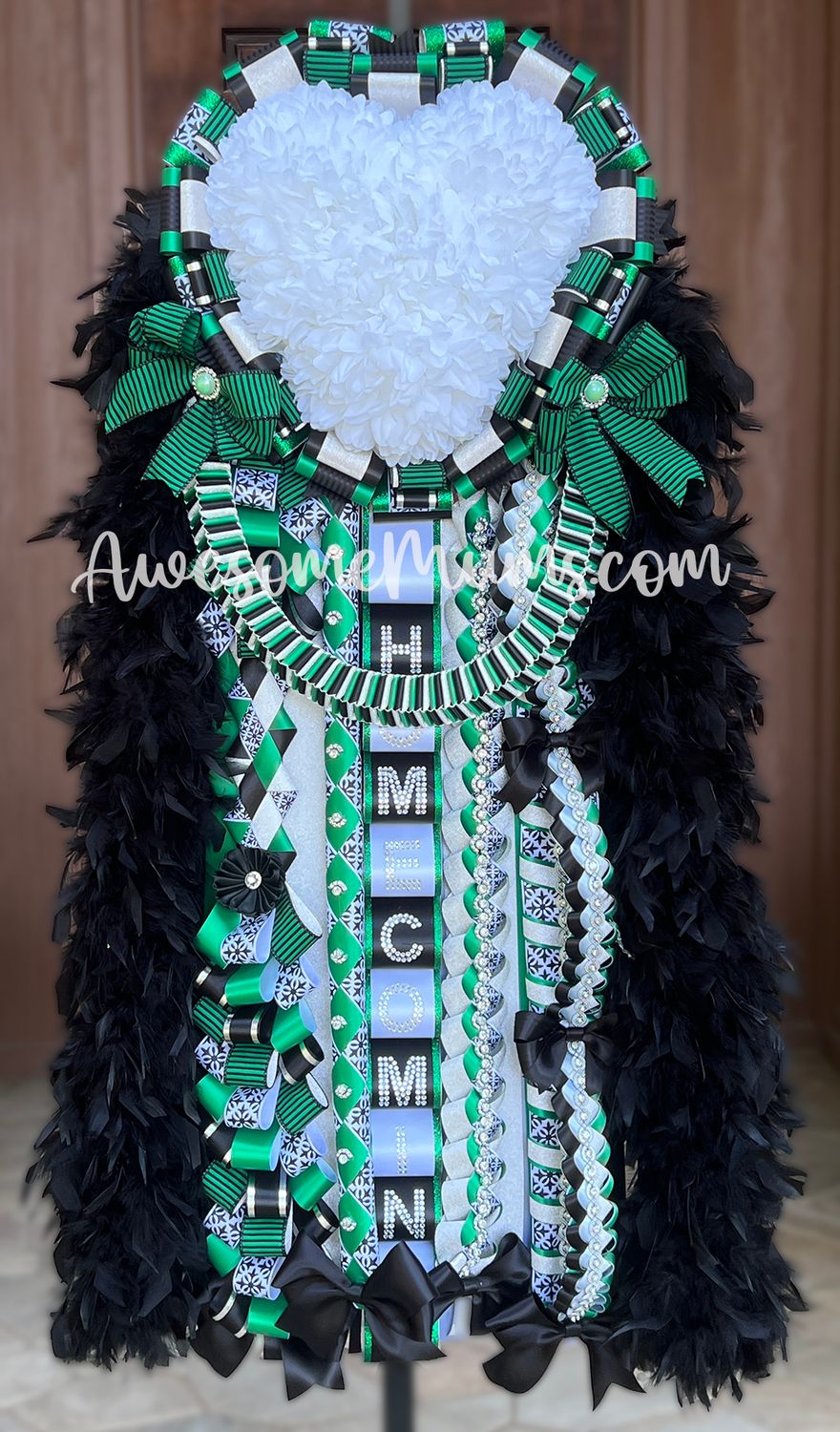 Triple Deluxe Mum in Green/Black/Silver for Arlington HS Junior, or Southlake Carroll Freshman, Sophomore, or Junior