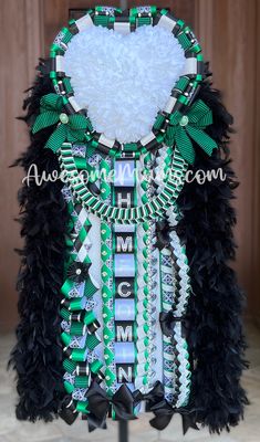 Triple Deluxe Mum in Green/Black/Silver for Arlington HS Junior, or Southlake Carroll Freshman, Sophomore, or Junior