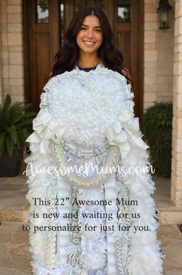 22" Awesome Mum in Silver, White, and Iridescent Ribbon