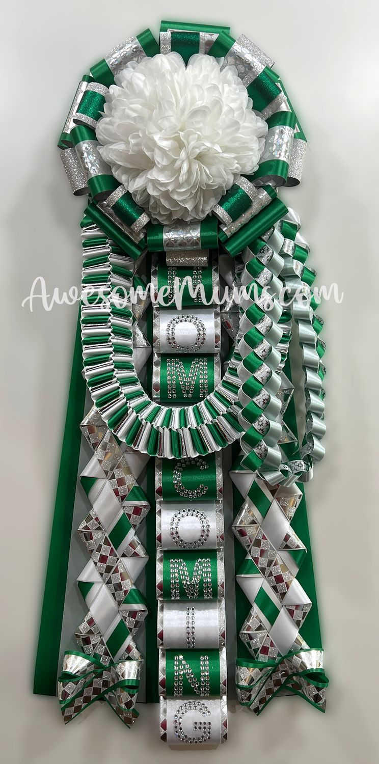 AHS Classic Garter in Green/White/Silver