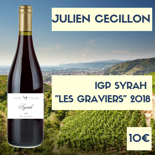6 bouteilles de Julien Cécillon, Syrah "les graviers" IGP Collines Rhodaniennes 2019 (10€)