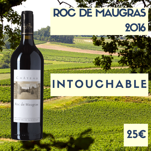 3 bouteilles de Roc de Maugras Castillon- Côtes de Bordeaux 2016 (25€)