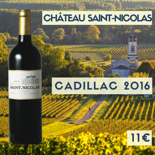 6 bouteilles de Château Saint-Nicolas Cadillac (rouge) 2016 (11€)