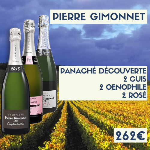 Panaché découverte de 6 bouteilles de Champagne Pierre Gimonnet 2 Cuis, 2 Rosé, 2 Oenophile 2018 (262€)