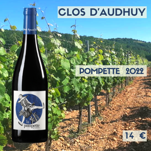 6 bouteilles Cahors Clos d&#39;Audhuy Pompette  2022 (14€)