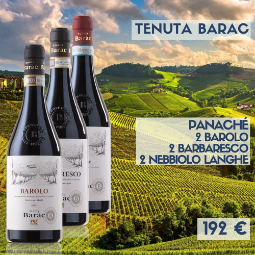 Panaché 2 Barolo 2017, 2 Barbaresco 2018 et 2 Nebbiolo 2020 Tenuta Barac (192€)