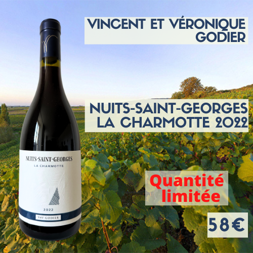 6 bouteilles Domaine Vincent et Véronique Godier, Nuits-Saint-Georges La Charmotte 2022 (58€)