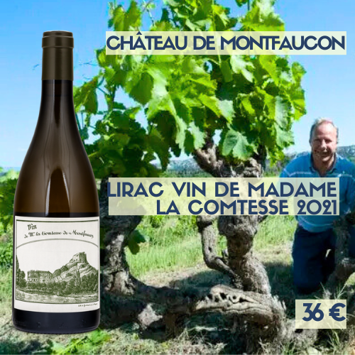 6 bouteilles Lirac Vin Mme la Comtesse Château de Montfaucon 2021 (36€)