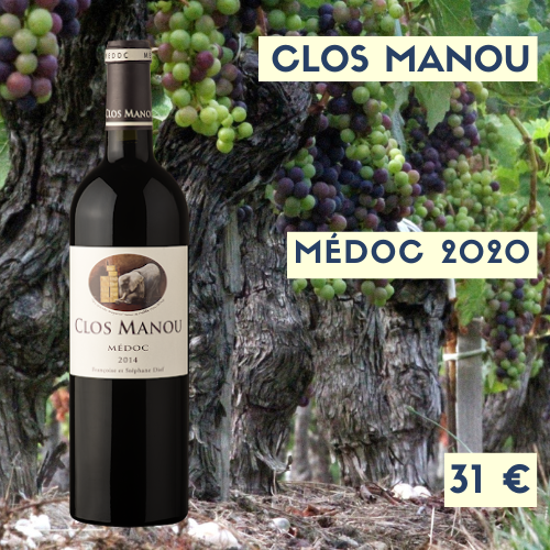 6 bouteilles de Clos Manou, Médoc 2020  (31€)