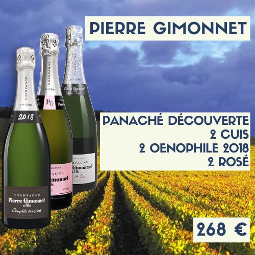 Panaché découverte de 6 bouteilles de Champagne Pierre Gimonnet 2 Cuis, 2 Rosé, 2 Oenophile 2018 (268€)