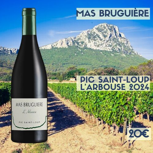 6 bouteilles Mas Bruguière Pic Saint-Loup l’Arbouse 2024 (20€)