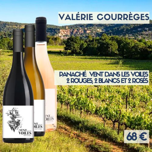 Panaché 6 bouteilles de Vent dans les voiles 3 couleurs Valérie Courrèges (68€)