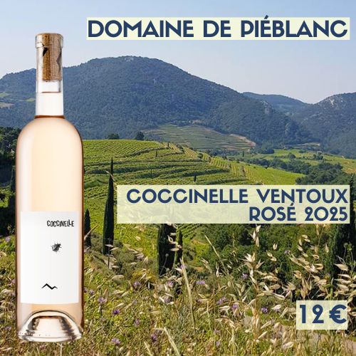 6 bouteilles de Domaine de Piéblanc Coccinelle Ventoux Rosé 2025 (12€)