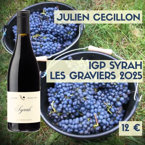 6 bouteilles de Julien Cecillon Syrah Graviers 2025 (12€)