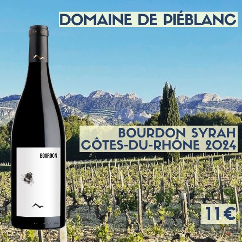 6 bouteilles de Domaine de Piéblanc Bourdon Côtes-du-Rhône Syrah 2024 (11€)