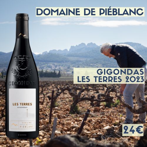 6 bouteilles de Domaine de Piéblanc Gigondas Les Terres 2023 (24€)