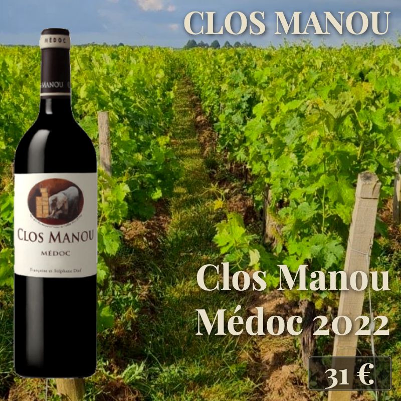 6 bouteilles de Clos Manou Médoc 2022 (31€) 6 bouteilles de Clos Manou Médoc 2022 (31€)