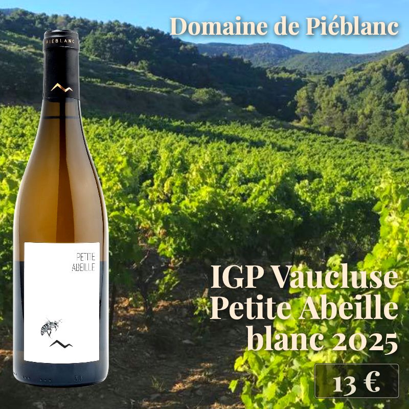 6 bouteilles de "Petite Abeille IGP Vaucluse blanc 2025", Domaine de Piéblanc (13€) 6 bouteilles de "Petite Abeille IGP Vaucluse blanc 2025", Domaine de Piéblanc (13€)