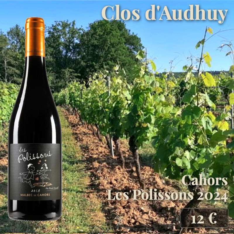 6 bouteilles de "Cahors Les Polissons 2024", Clos d'Audhuy (12€) 6 bouteilles de "Cahors Les Polissons 2024", Clos d'Audhuy (12€)