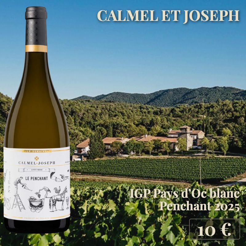 6 bouteilles de "IGP Pays d'Oc blanc Penchant 2025", Calmel et Joseph (10€) 6 bouteilles de "IGP Pays d'Oc blanc Penchant 2025", Calmel et Joseph (10€)