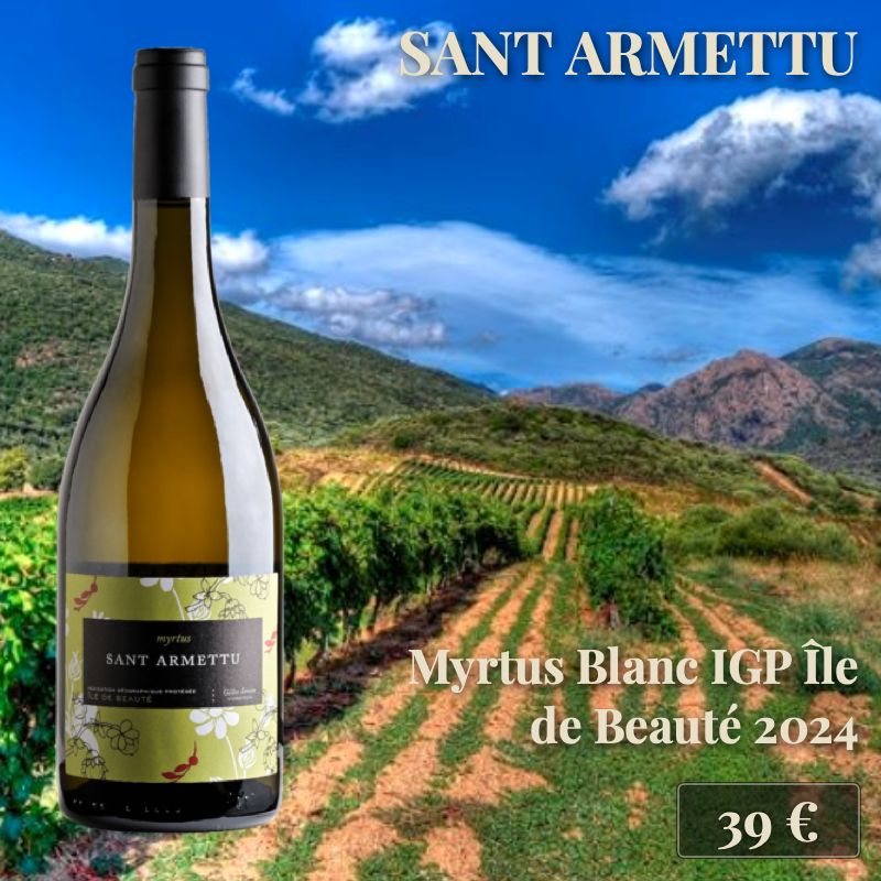 6 bouteilles de "Myrtus Blanc 2024", Sant Armettu (39€) 6 bouteilles de "Myrtus Blanc 2024", Sant Armettu (39€)