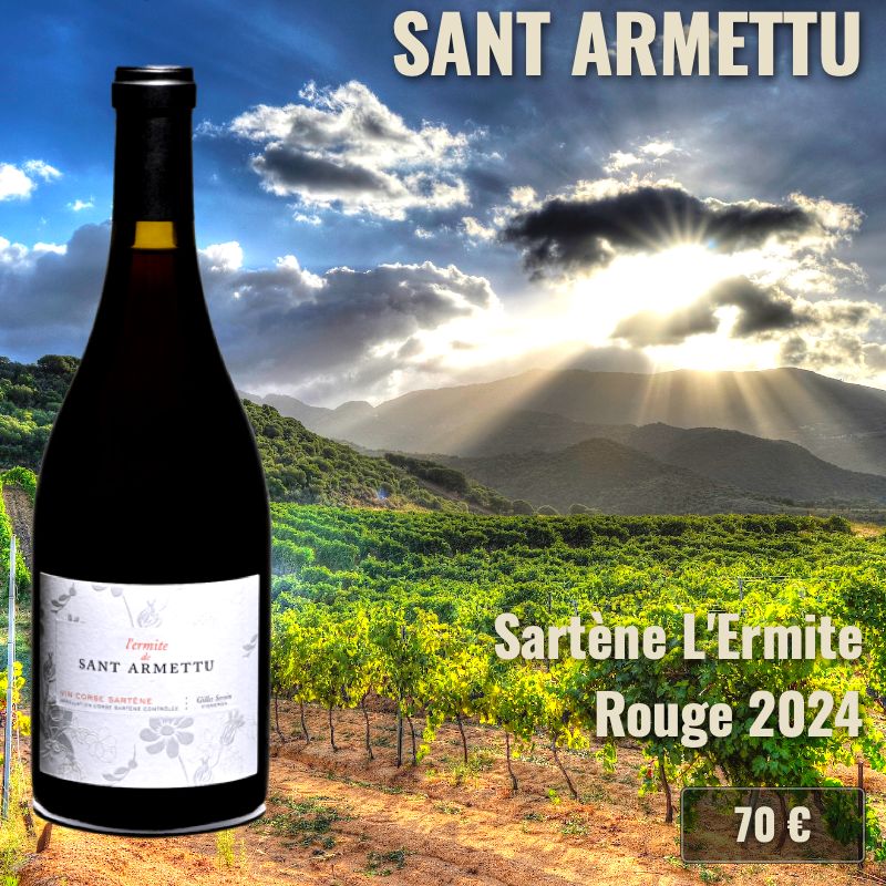 6 bouteilles de "L'Ermite Rouge Sartène 2024", Sant Armettu (70€) 6 bouteilles de "L'Ermite Rouge Sartène 2024", Sant Armettu (70€)