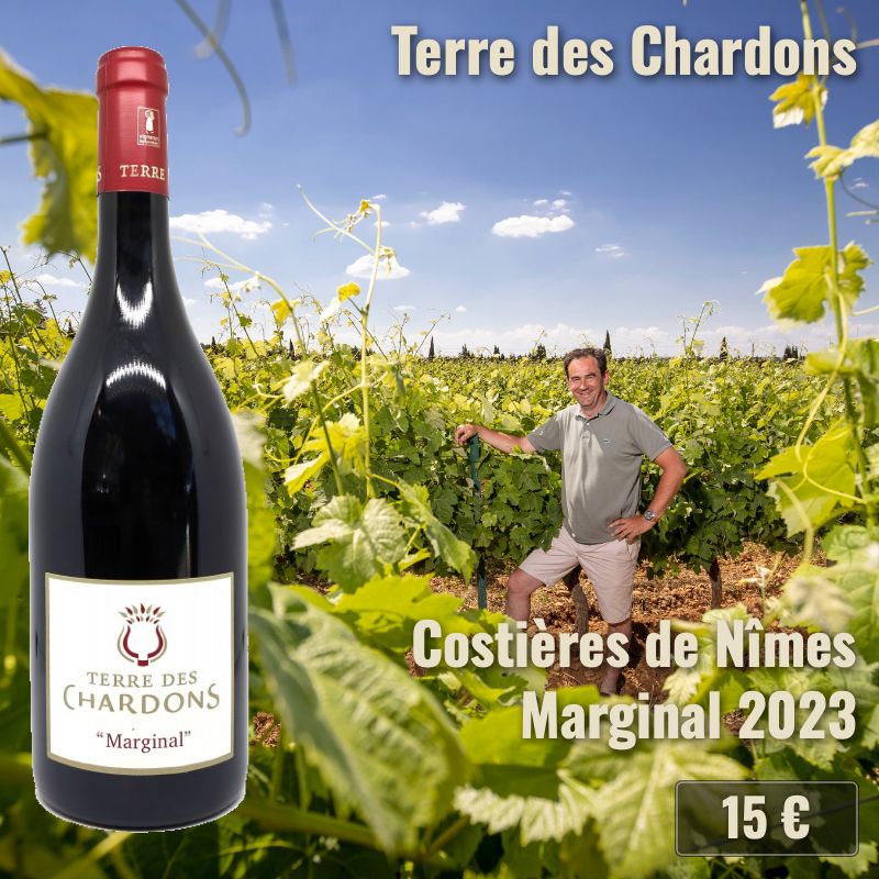 6 bouteilles de "Marginal Costières de Nîmes Syrah 2023", Terre des Chardons (15€) 6 bouteilles de "Marginal Costières de Nîmes Syrah 2023", Terre des Chardons (15€)