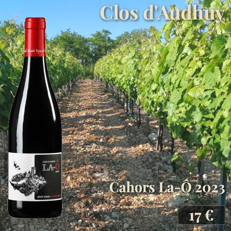 6 bouteilles de "Cahors La-Ô 2023", Clos d'Audhuy (17€) 6 bouteilles de "Cahors La-Ô 2023", Clos d'Audhuy (17€)