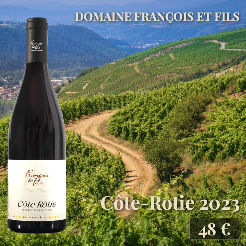 6 bouteilles de "Côte-Rôtie 2023", Domaine François et Fils (48€) 6 bouteilles de "Côte-Rôtie 2023", Domaine François et Fils (48€)