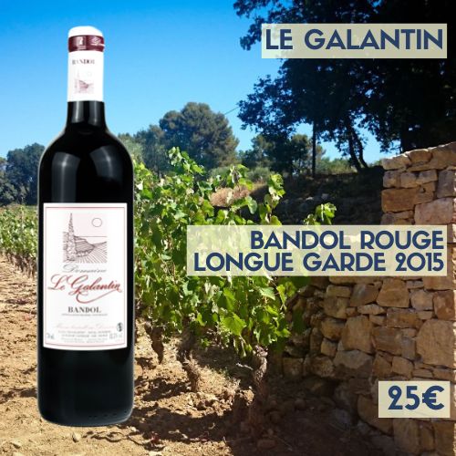 6 bouteilles de "Bandol Rouge 2015 Longue Garde", Le Galantin (25€) 6 bouteilles de "Bandol Rouge 2015 Longue Garde", Le Galantin (25€)