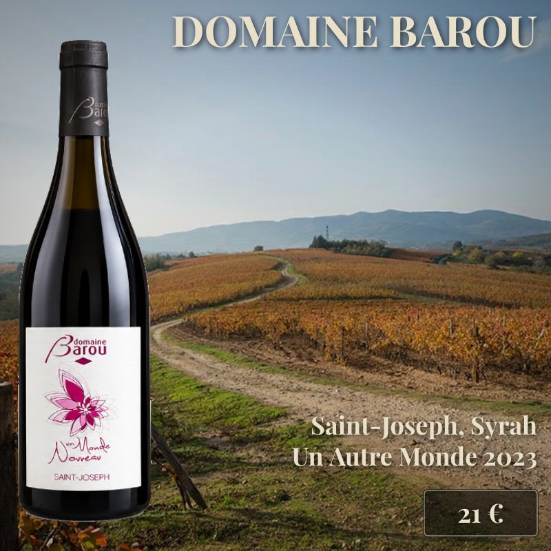 6 bouteilles de "Un Monde Nouveau" 2023, Saint-Joseph, Domaine Barou (21€) 6 bouteilles de "Un Monde Nouveau" 2023, Saint-Joseph, Domaine Barou (21€)