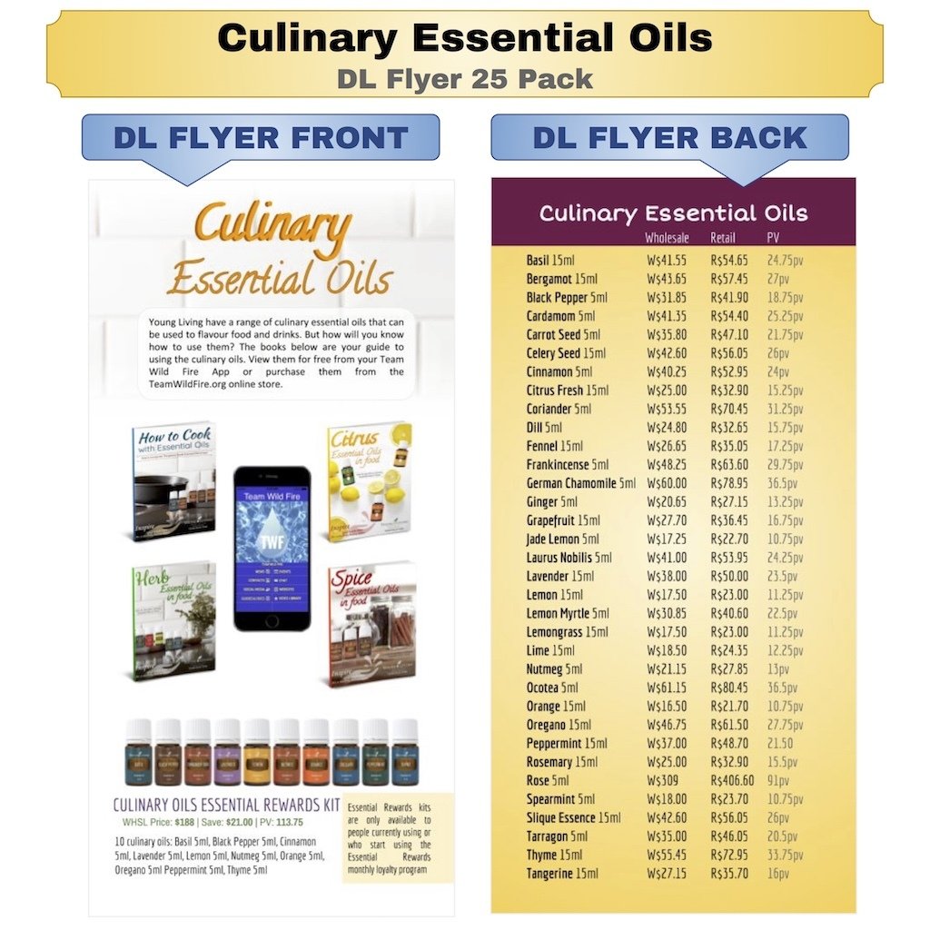 Culinary Essential Oils DL Flyer 25 Pack