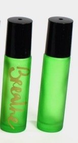 Green Rollerball thick glass bottle (optional label) - 10ml