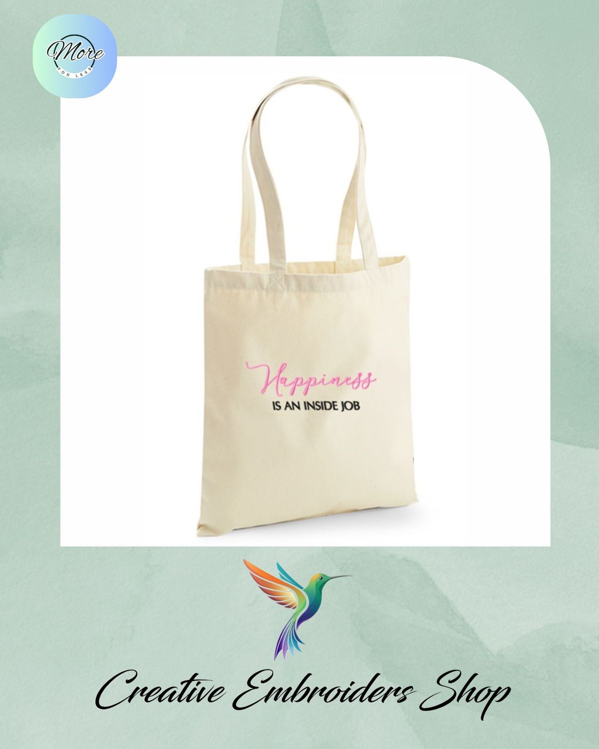 embroidered cotton tote bag