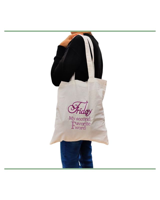 cotton tote bag with embroidery, long handled cotton tote bag, book bag, shopping bag