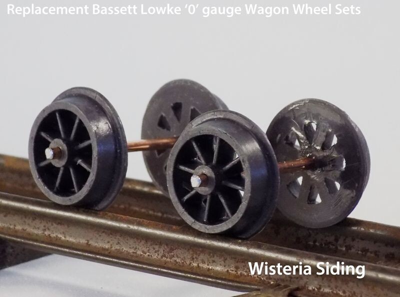 0 gauge Bassett Lowke replacement resin cast wagon wheel sets x 2 steel axles
