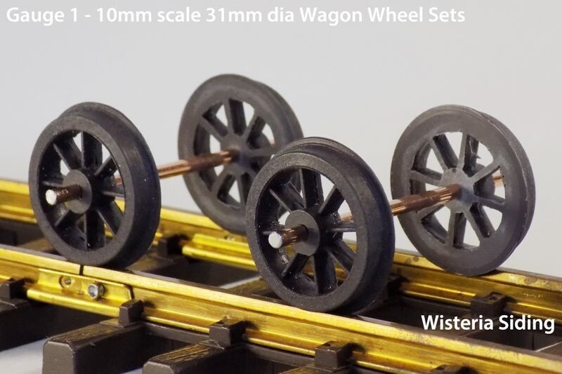 Gauge 1 (10mm scale) Resin Wagon Wheel Sets with 3.2mm x 70mm steel axles