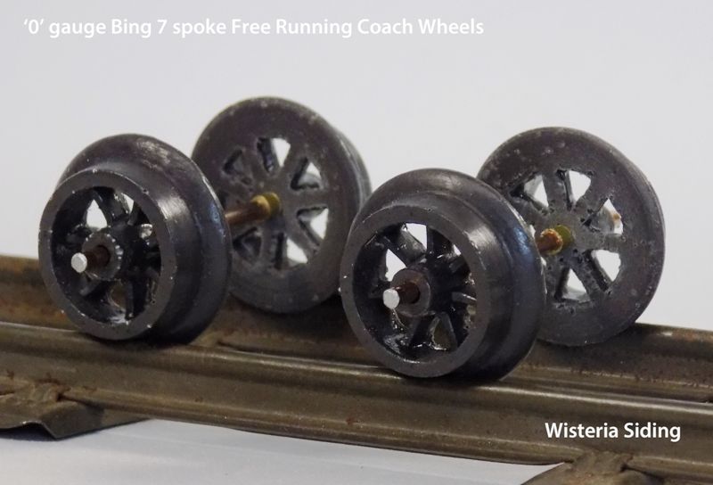 0 Gauge Bing Replacement 7 Spoke Coach Free Running Resin Wheel & Axle Sets x 2