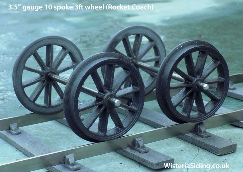 3.5 inch gauge 3ft x 10 spoke 58mm Rocket Coach Wheelset (axle + 2 wheels) x two