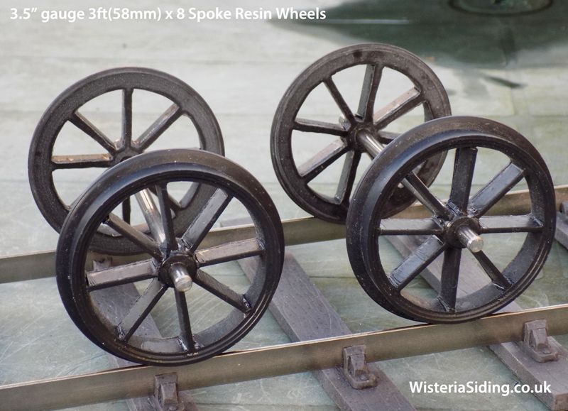 3.5 inch gauge 3ft x 8 spoke 58mm Rocket Wagon Wheelset (axle + 2 wheels) x two