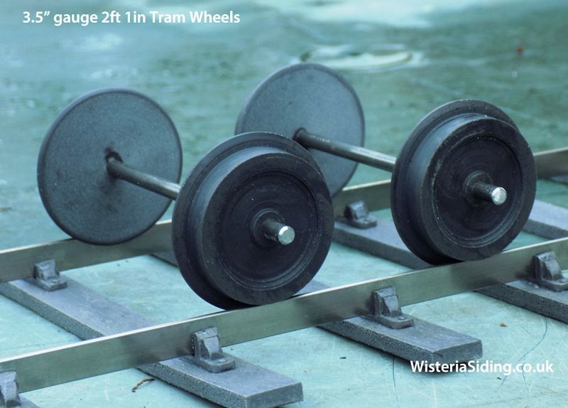 3.5 inch gauge 2ft 1in 40mm Tram Car Resin Wheelsets (axle + 2 wheels) x two