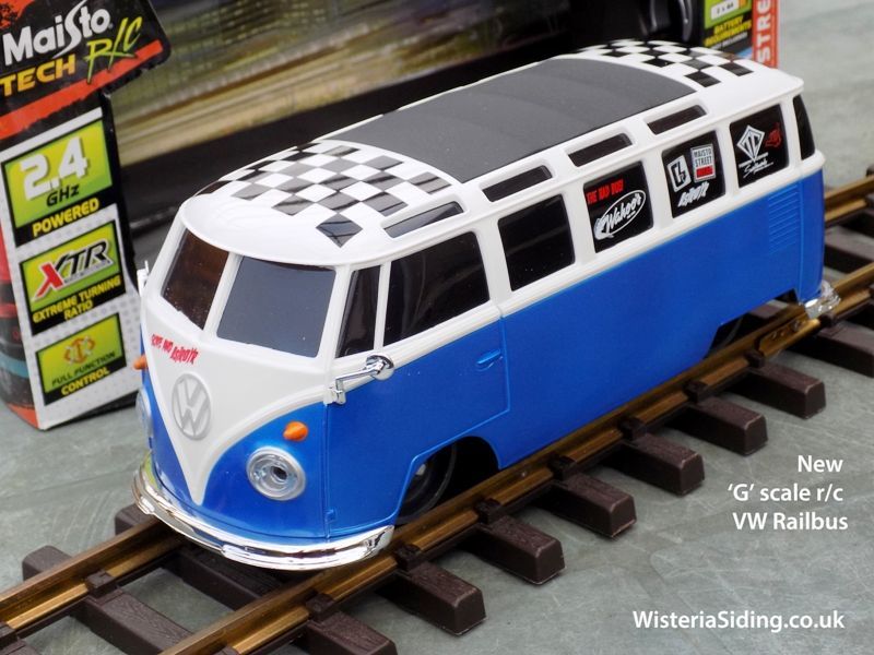 'G' scale R/C Battery VW Railbus, Miasto Converted to run on 45mm Gauge Track