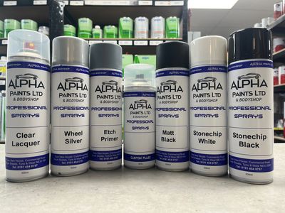 Alpha paints 500ml Black Aerosol