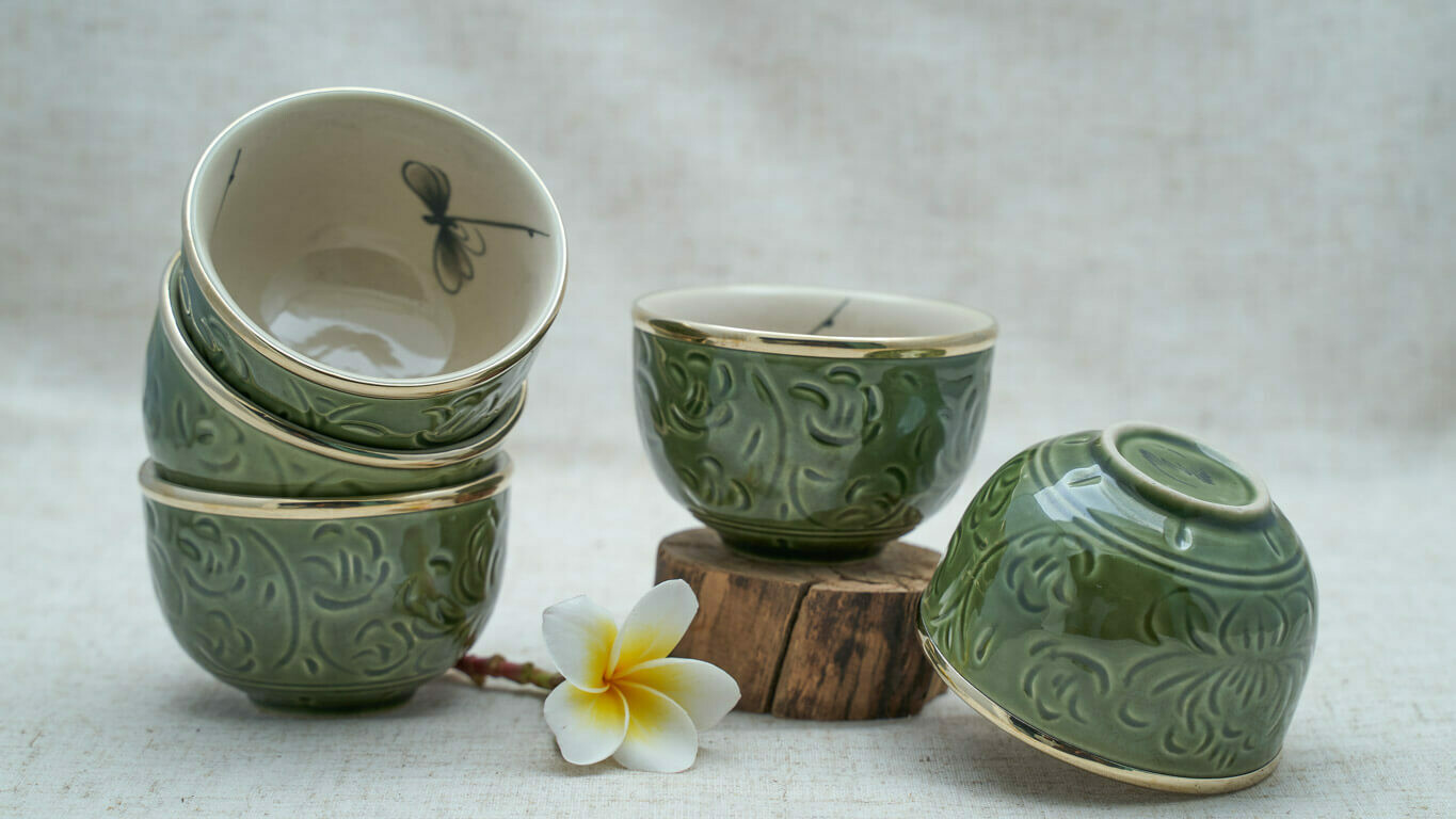 Hand Painted Dragonfly Teacup